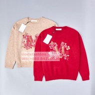 MaxMara women S-XL red beige sequin sweater 女裝亮片字母長袖塌肩針織毛衣 冷衫 @celefashion new year 新年衫 紅色  max mara