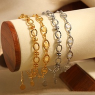 European American ins Style Unique Oval Clip Beads Embossed O-Shaped Titanium Steel Bracelet Female 