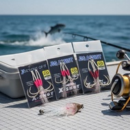 X-SHOT Jig Hooks, 1 Pack, 2 Sets: 1/O 2/O 3/O 4/O 5/O, with and without Sling Jig Assist Device