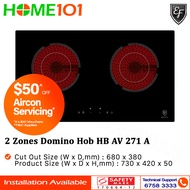EF 2 Zones Domino Hob HB AV 271 A