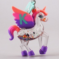 ⭐⭐Australia smiggle Stationery Pink Glitter Pegasus Letter Anti-Lost Keychain Car Ornaments Children Gifts