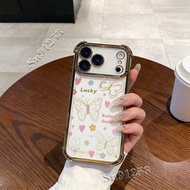 Color Butterfly iPhone17promax Phone Case i17Pro Four Corners Shock-Resistant Electroplating i16Pro 