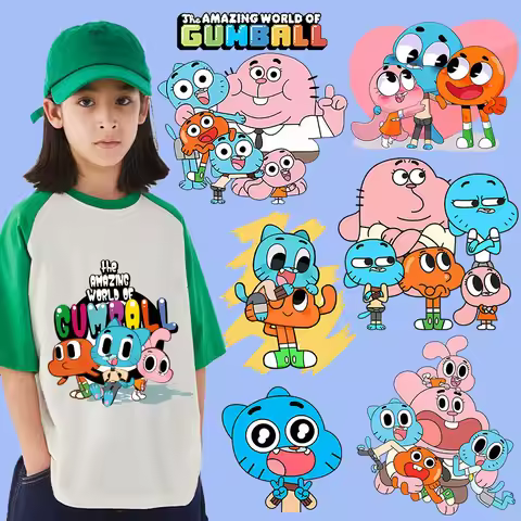 The Amazing World of Gumball Series Heat Transfer Sticker Cartoon Anais Shirt DIY Decoration Cute Ir