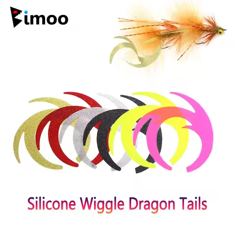 Bimoo 12pcs Fly Fishing Stimulator Silicone Wiggle Dragon Tails Fly Tying Material Pike Bass Saltwat