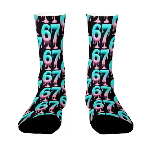 Fun Six Seven 6 7 Meme Design With Ice Cream Socks, Mason 67 Funny Christmas Baseball Socks for Wome