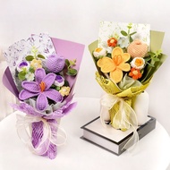 Crochet Floral Bouquet Mothers Fathers Day Gift Bouquets For Birthday Gift Home Table Decor