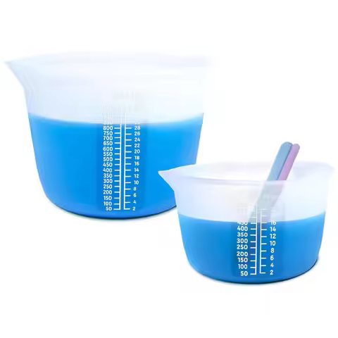Silicone Measuring Bowl for Epoxy Resin Mixing, Fluid Art, Butter & Chocolate 1500ml/50oz & 1000ml/3