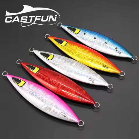 CASTFUN 40g 60g 100g Slow Pitch Jigging Lure Metal Jig Saltwater Trolling Lures Fishing Lure Slow Ji