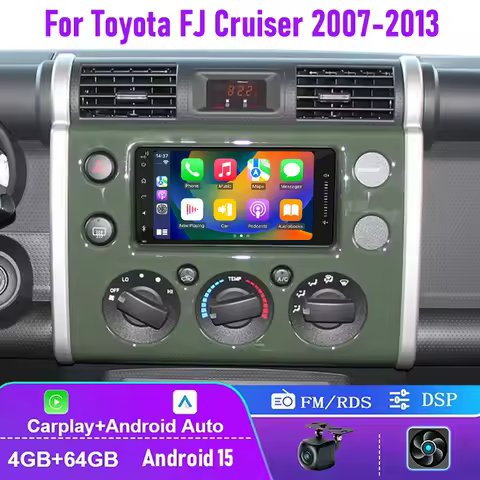 7" For Toyota FJ Cruiser 2007-2013 Car Radio Wireless Carplay Android 15 Auto Head Unit Steering Whe
