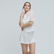 不可退換 /透視網眼造型POLO衫(女) - 香檳白