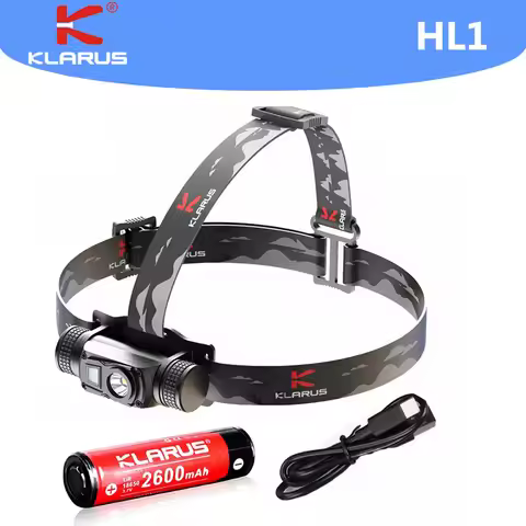 KLARUS HL1 Lightweight Dual-LED Headlamp Max Output 1200 lumen 180 Degress Adjustable White Red Ligh