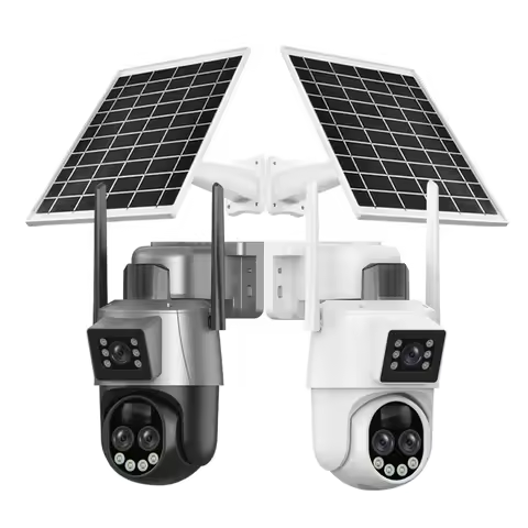 Ubox 4G Solar Powered Security Camera V380 Dual Lens Wireless Night Vision Cameras with Battery for 