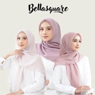 Segiempat Polos BELLA  PREMIUM Pollycotton Kerudung Muslim Polycotton Wanita Lembut segi hijab squar