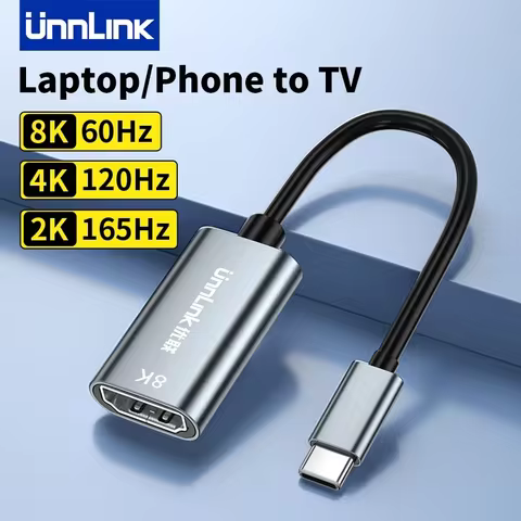 Unnlink 8K USB C to HDMI Adapter 4K 120Hz/2K 165Hz Type C Thunderbolt 4 to HDMI Converter Hub for La
