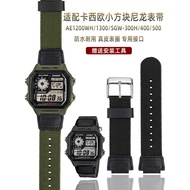 Substitute Casio Small Square AE-1200/1300/F91W/F84 Convex Waterproof Canvas Nylon Watch Strap