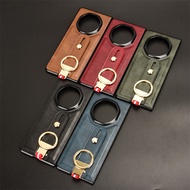 For Honor Magic V3 Case Luxury Leather Cover Wristband Hand Strap Kickstand Metal Ring For Honor Mag