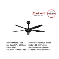 ECO-503 56" BK ECOLUXE ECO-503 56 inches DC Motor Ceiling Fan Remote Control Ecoluxe Black Color KIP
