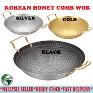 Korean Honey Comb Wok 22cm - 40cm Stainless Steel Cooking Golden / Silver Wok