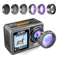AUSEK AT-S81ER 4K / 60FPS Action Camera EIS Anti-Shake / IPS Dual Color Screen WiFi Sports Camera
