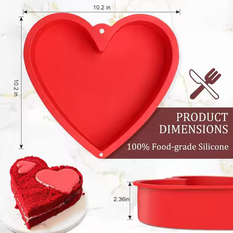 8/10in Silicone Heart Shaped Cake Pan Nonstick Heart Cake Valentine's Day Baking Heart Cake Mold Bak