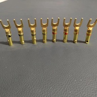 A lot Nakamichi Gold plated copper non-magnetic no welding Y Spade Speaker Plug Audio Screw Fork Connector Adapter