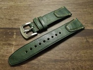 22mm 軍綠色 頂線型 牛皮錶帶