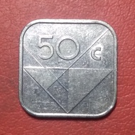 uang kuno koin asing 50 cents Aruba TP 1482