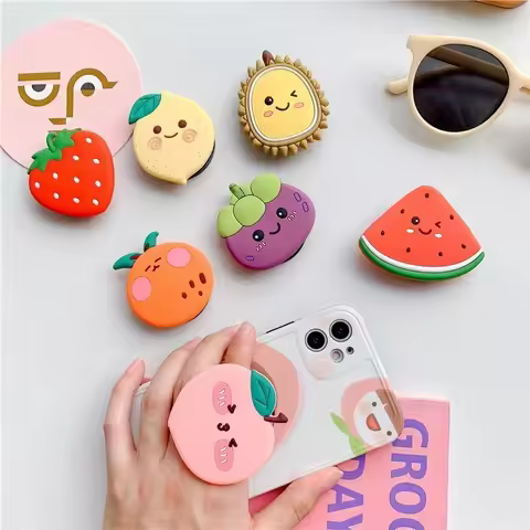 Cute Phone Socket Universal Fruit Avocado Mobile Phone Stretch Bracket Cartoon Phone Stand Finger Ho