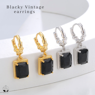MNL💗Blacky Vintage สร้อยคอแบบโซ่ พร้อมจี้ดำ เครื่องประดับผู้หญิง แฟชั่นเงินแท้ ไม่ลอกดำ