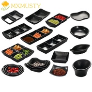 MXMUSTY Melamine Sauce Dishes, Vinegar Dishes Multi-grid Seasoning Plate, Multifunction Japanese Style Black Soy Sauce Dish Sushi Soy Dipping Sauce Bowl Home