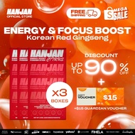 [HANJAN] Energy Boost | Korean Red Ginseng Extract, Boost Metabolism, Pre Workout Fat Burner, Drink Mix Powder | 3 BOXES