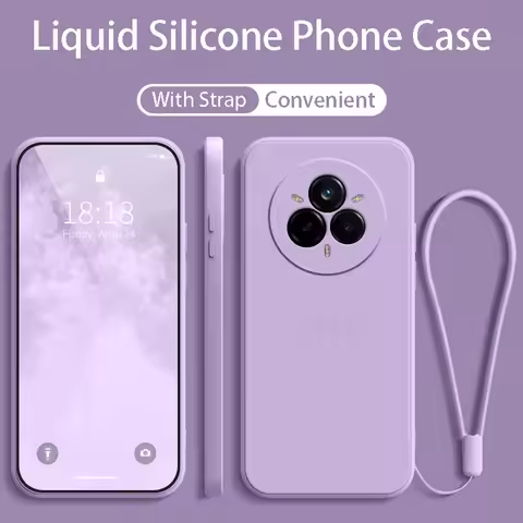 Realme14 Realme13 Realme12 Original Strap Liquid Silicone Phone Case For Oppo Realme 14 13 12 11 Pro
