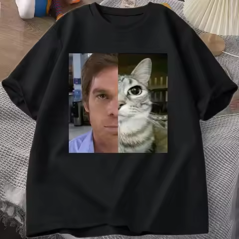 Dexter Morgan Cat T-shirts Funny Short Sleeve O Neck Tshirt Unisex Streetwear Women Clothes Harajuku
