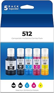 512 Ink Refill Bottles ET-7700 ET-7750 Ink Bottles Replacement for Epson 512 Ink Refill Bottles Compatible for Ecotank ET7700 ET7750 ET 7700 ET 7750 Printer(Black, Photo Black, Blue,Magenta, Yellow)