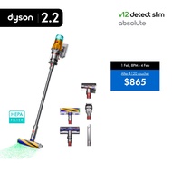 [2.2 Specials] Dyson V12 Detect Slim Absolute Yellow/Nickel (HEPA) Cordless Vacuum | Compact, Powerf