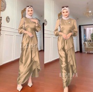 Jusi Dress Satin Silk Premium Dress yang lagi viral Gamis polosan Gamis Wanita Dewasa Kekinian Gamis