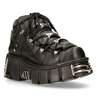 106 S1 Men's Goth Punk Black Metallic Platform Fashion Ankle Boots