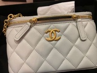 23 Chanel vanity case  灰藍色香奈兒小盒子法琅珍珠錬