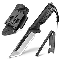 NedFoss Tactical Survival Knife with Fire Starter, Kydex Sheath, 440C Steel Blade, G10 Handle - Camp