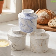 ROBEN Round Butter Box, Sealed Keep Fresh Butter Bell Crock, Simple Large Capacity with Lid Ceramic 