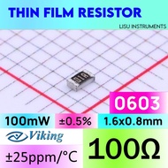 100R 0603 ±0.5% THIN Film Resistor SMD 100R ±25ppm/ C 100mW 01A High Precision