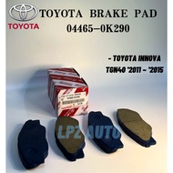 100% Original Toyota Front Disc Brake Pads - Toyota Innova TGN40 2011 ~ 2015 - 04465-0K290