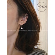 2way wearing double color akoya pearl drop earrings, dangle earrings, Japanese seawater pearl