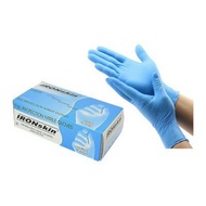 IRONSKIN BLUE NITRILE GLOVES POWDER FREE 100'S (SIZE S-L)