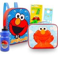 Elmo Mini Backpack with Lunch Box Set for Kids - Bundle with 11" Sesame Street Backpack, Elmo Lunch 