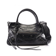 BALENCIAGA LE CITY FIRST 女士單肩手提包，黑色真皮，二手