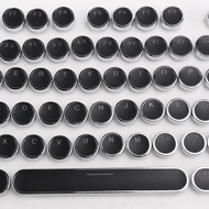 104-Key Retro Round Keycaps Double Lens DIY Typewriter Keycaps for Backlit Mechanical Keyboard Round