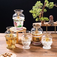 ZZMulti-Style Ceramic Lotus Lamp Butter Lamp Windproof Oil Lamp Changming Lamp Bodhi Lamp Buddhist Sutra Gold Sand Luck
