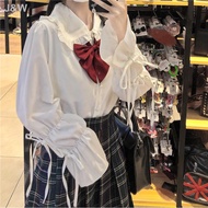 Ready Stock S-2XL  plus size JK uniform Lolita shirt long white black shirt blouse tops women