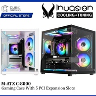 INVASION M-ATX C-8000 TG GAMING CASE WITH 5 PCI EXPANSION SLOTS - PC MATX CASING - BLACK / WHITE - C